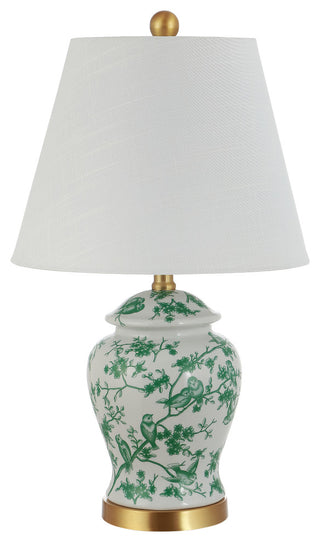 Penelope 22" Chinoiserie Classic LED Table Lamp, Green/White