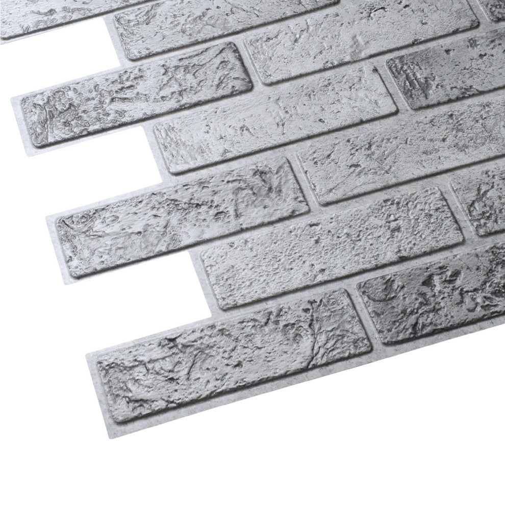Silver Brick 3D Wall Panels, Set of 5, Covers 26 Sq Ft