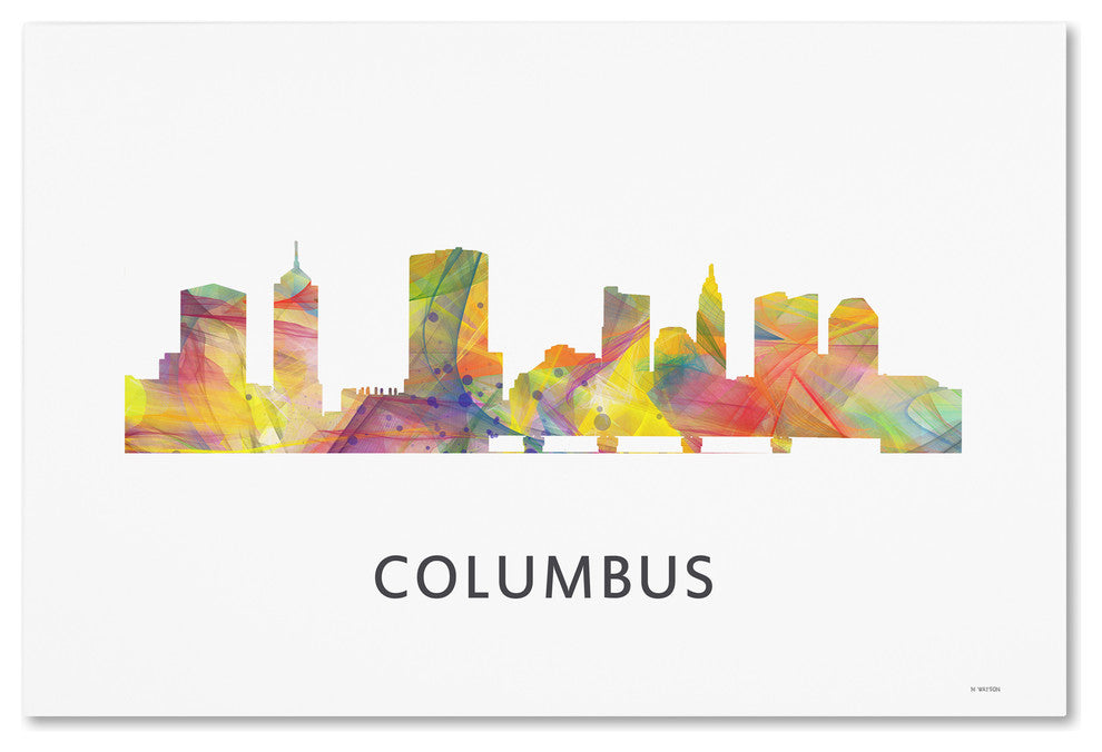 'Columbus Ohio Skyline Wb-1' Canvas Art, 19x12