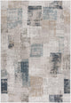 5"x8" Blue and Ivory Distressed Diamonds Area Rug