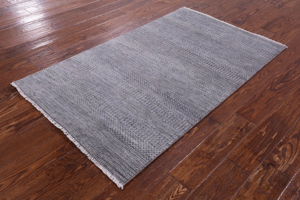 3' 1" X 5' 1" Savannah Grass Handmade Wool and Silk Rug Q11544