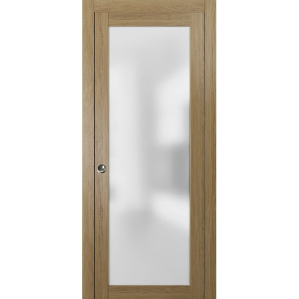 Pocket Door 30x96 Frosted Glass | Planum 2102 Honey Ash | Rail Kit