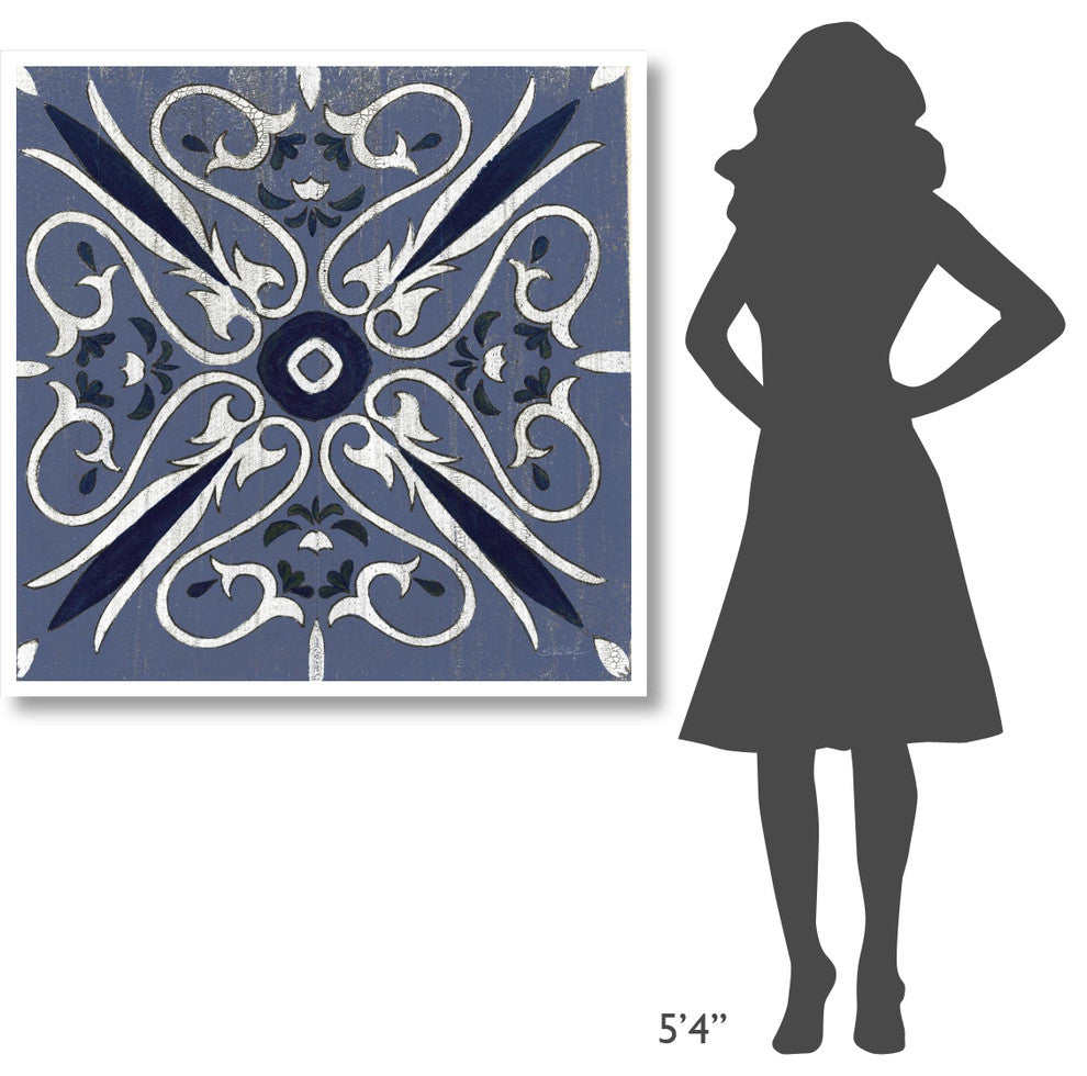 "Oxford I Indigo and Cream" Digital Paper Print by Silvia Vassileva, 42"x42"