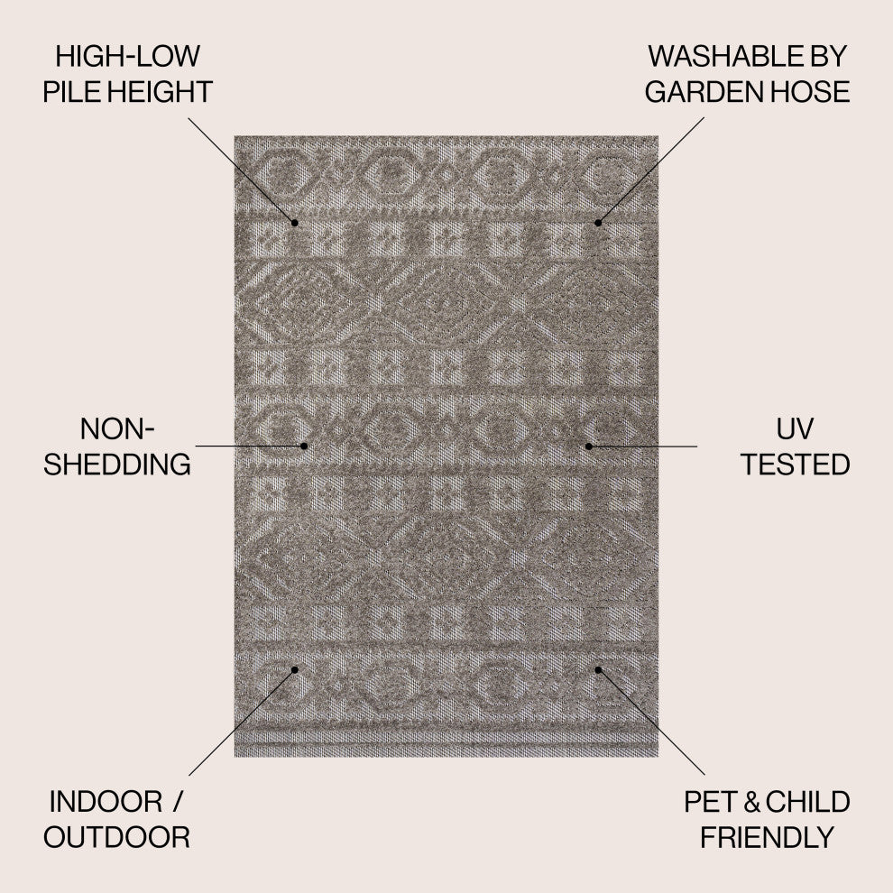 Citta High-Low Pile Mediterranean Tile Indoor/Outdoor Runner Rug
