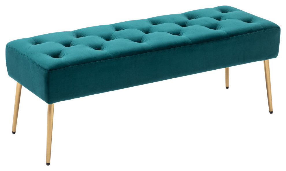 Button Tufts Bedroom Bench, Atrovirens-Velvet