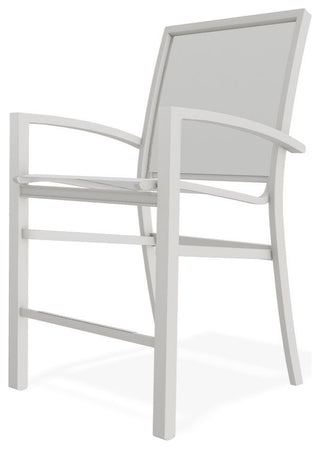 Kendall Sling Balcony Height Stackable Outdoor Stool, White/Snow
