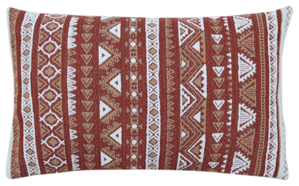 Terracota Machine Woven Lindell Throw Pillow, 16" x 26"