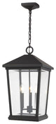 Zlite 568CHXL-ORB 3-Light Outdoor Chain Mount Ceiling Fixture, Clear Beveled