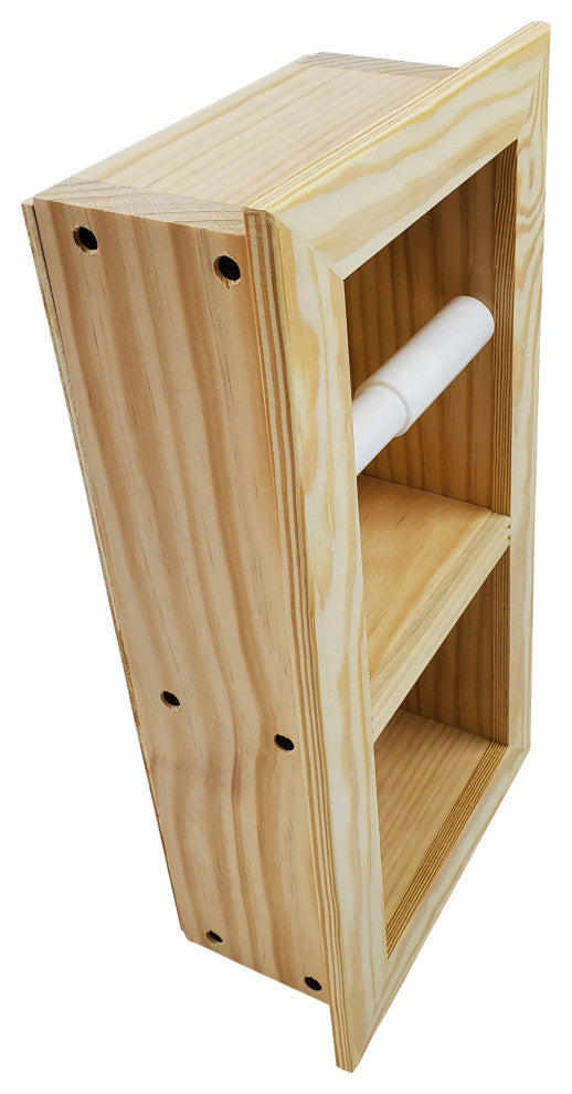 Bayshore Recessed Solid Wood Double Toilet Paper Holder 7 X 14.5, Unfinished