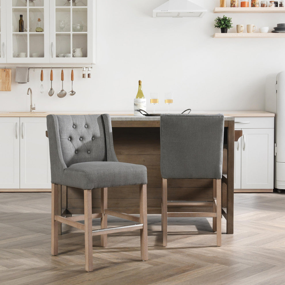 Home Karla Tufted 24" Counterstool by Kosas Home, Gray