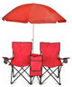 GoTeam Portable Double Folding Chair w/Removable Umbrella, Cooler Bag and Carry