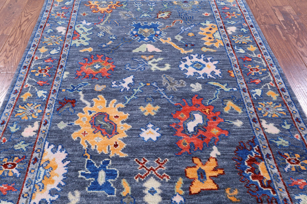 4' 2" X 6' 1" Turkish Oushak Hand Knotted Wool Rug - Q15373