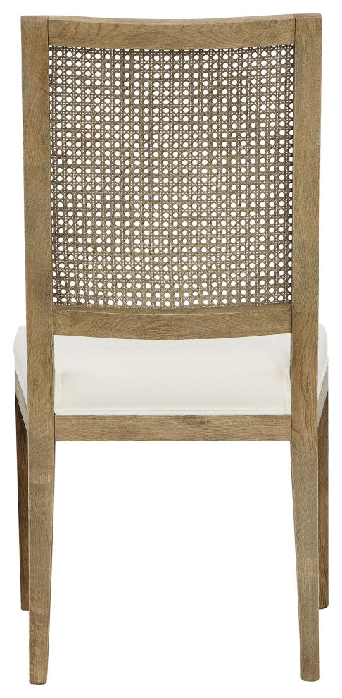 Norton Oak With Rattan Upholstered Dining Chair,, Set of 2, Natural Cane/White
