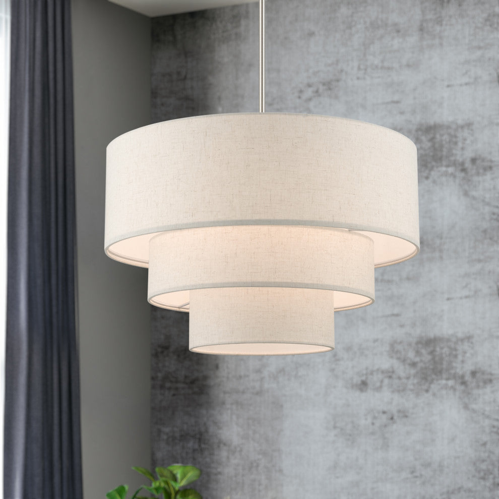 Livex Lighting Gladstone 4-Light Brushed Nickel Pendant Chandelier