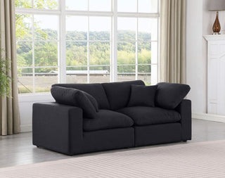 Comfy Upholstered Modular Sofa, Black, 2-Piece: 2 Corner Chair, Linen Textured Fabric