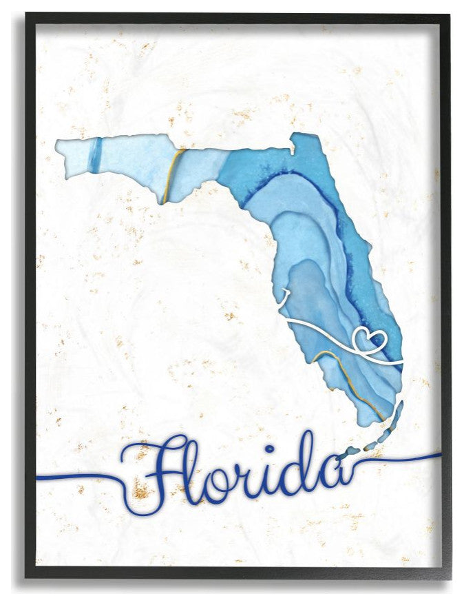 Stupell Industries Florida Agate Blue US State Design, 11 x 14