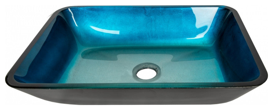 Eden Bath EB_GS55 Rectangular Turquoise Blue Foil Glass Vessel Sink