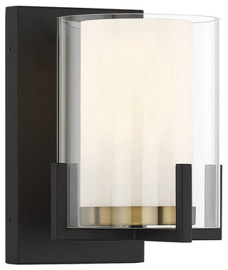 Eaton 1-Light Wall Sconce, Matte Black With Warm Brass Accents