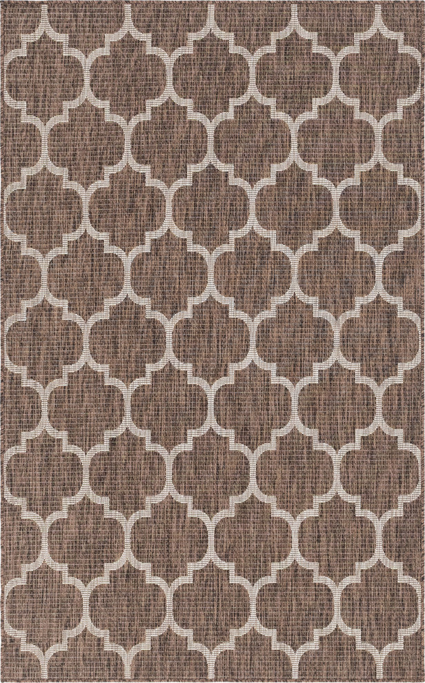 Unique Loom Brown Trellis Outdoor 5'' 0 x 8'' 0 Area Rug