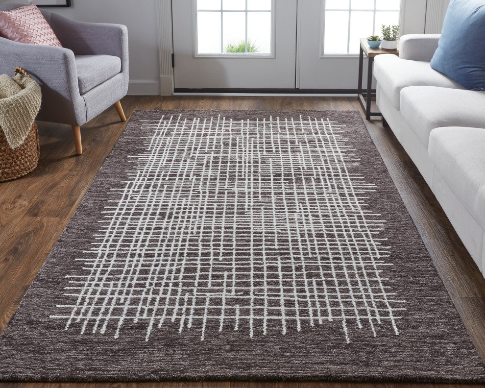 Weave & Wander Carrick Architectural Rug, Brown, 8'x10'