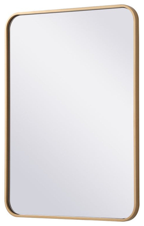 Ellis Soft Corner Metal Rectangular Mirror, Brass, 22"x30"