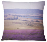Calm Sunset Over Lavender Field Floral Throw Pillow, 16"x16"
