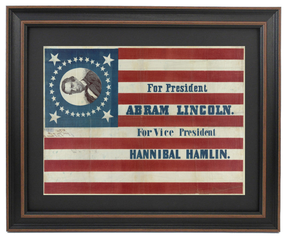 Framed For President, Abram Lincoln. For Vice President, Hannibal Hamlin