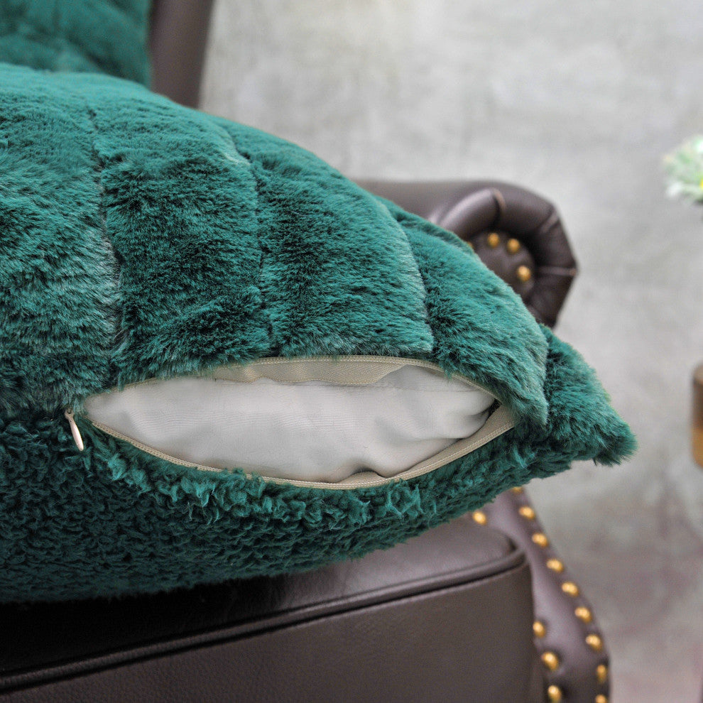 Super Mink Throw Pillow Covers, Set of 4, Dark Teal, 20''x20''