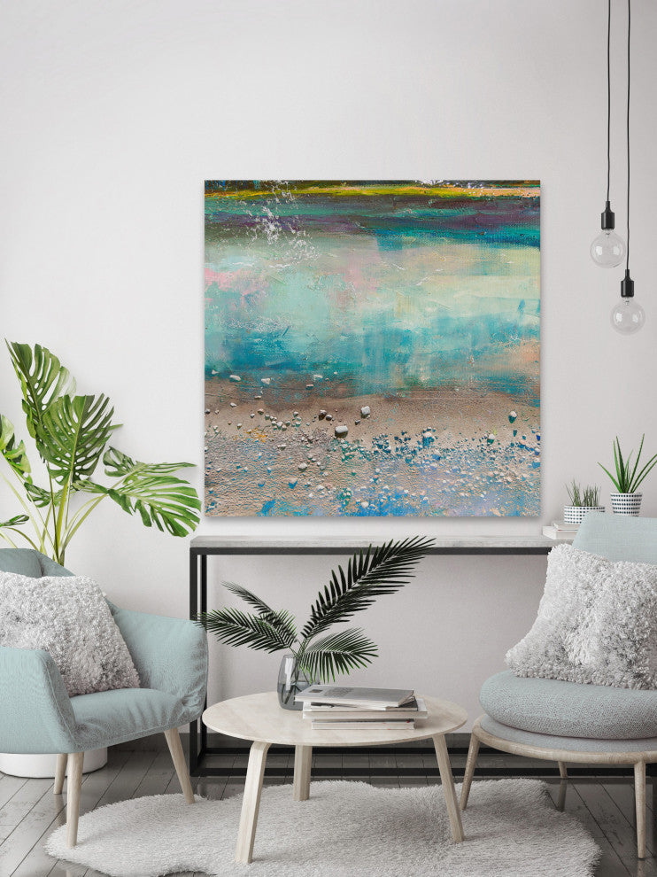 "Sand Pebbles" Painting Print on Wrapped Canvas, 48"x48"