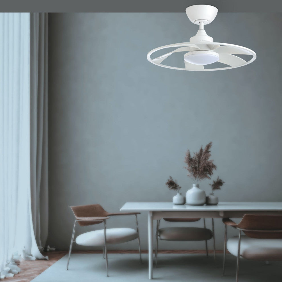 22-Inch 6-Blade LED Propeller Ceiling Fan With Remote Control and Light Kit, Matt White