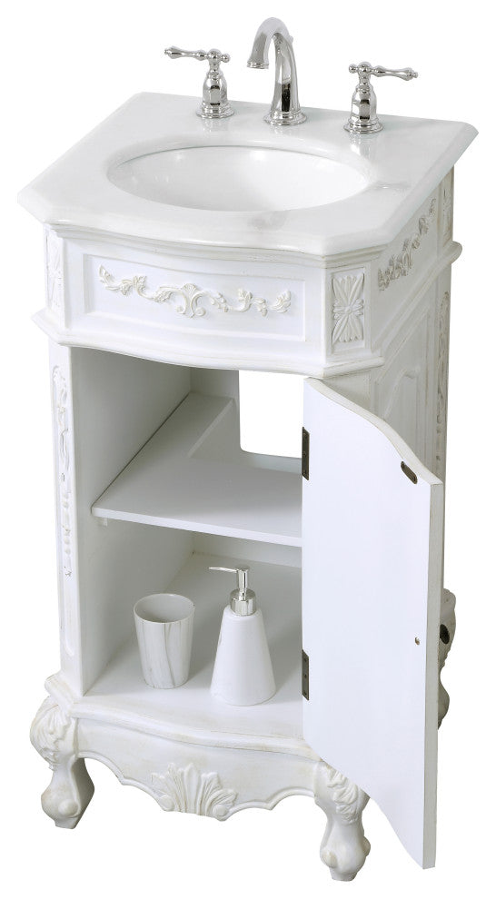 Bathroom Vanity, Antique White, 19", Single Sink