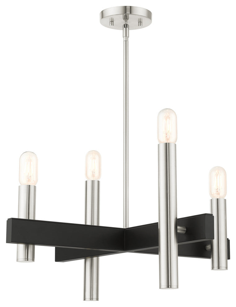 Brushed Nickel Mid Century Modern, Urban, Scandinavian, Chandelier
