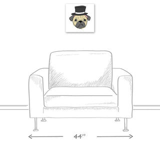 Designs Direct Pug With Top Hat 12x12 Canvas Wall Art