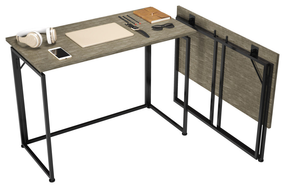 Techni Mobili Space Saving Folding Desk, Grey