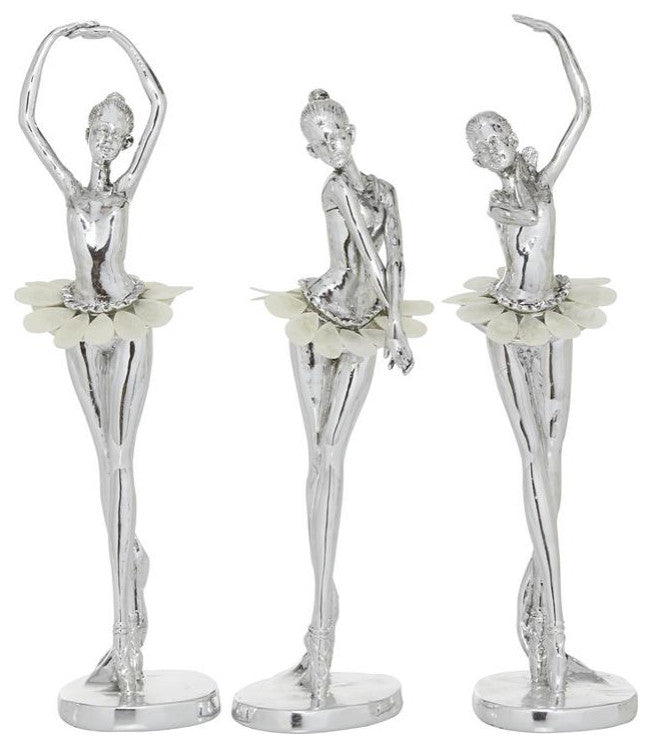 Silver Polystone Glam Dancer Sculptuer, Set of 3