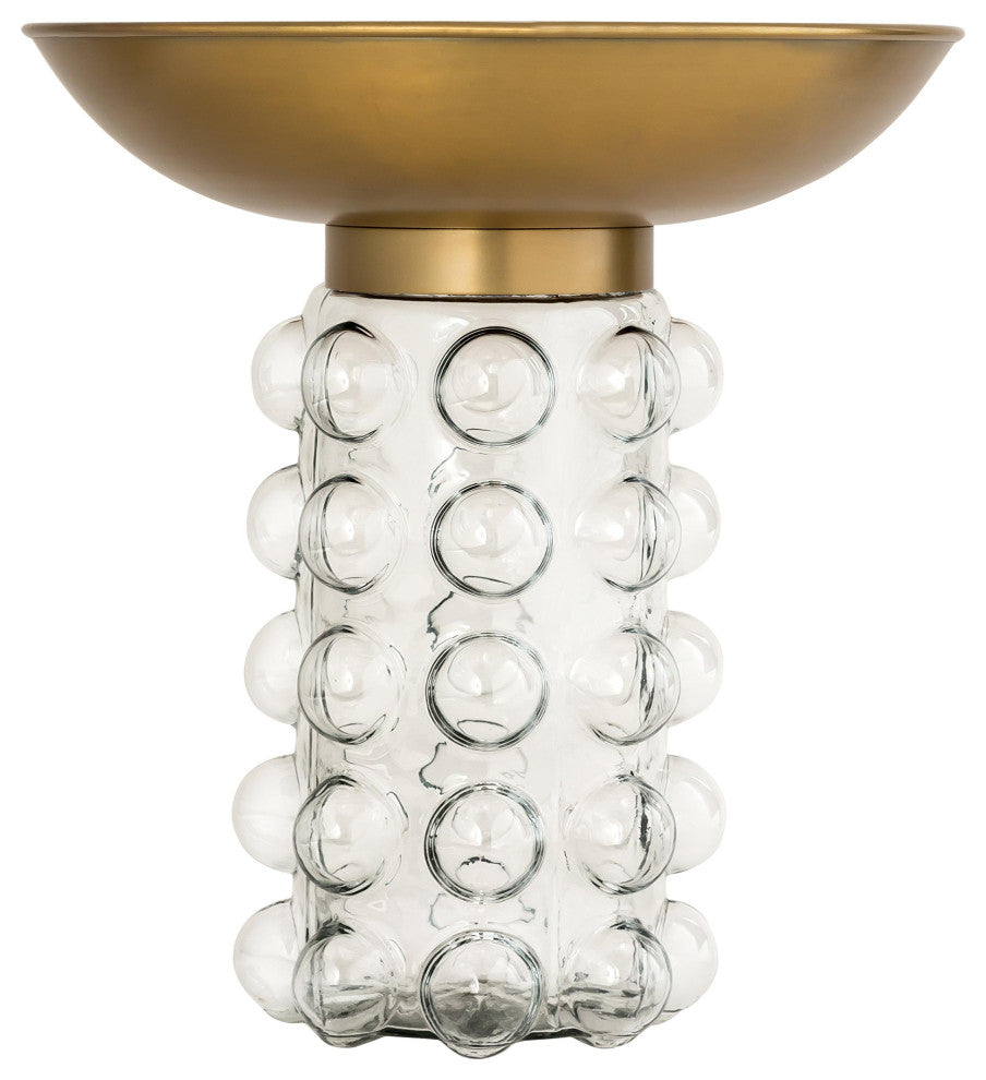 Glass Side Table, Brass Gold End Table, Modern Eclectic Accent Table, Round Top
