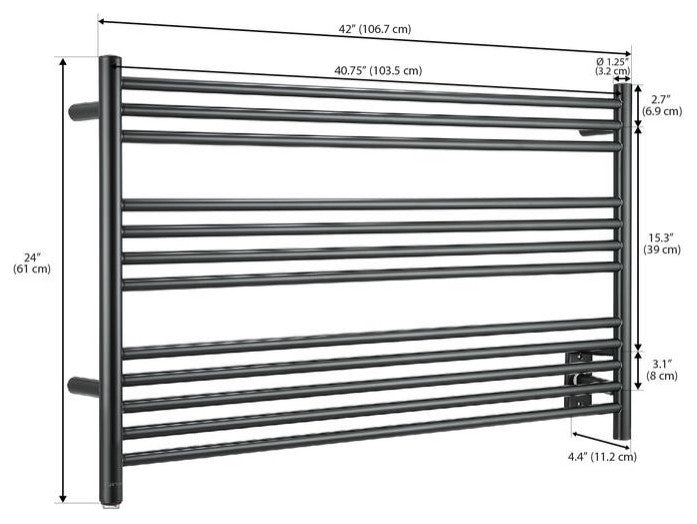 Amplia Dual 12-Bar Hardwired and Plug-in Towel Warmer, Matte Black
