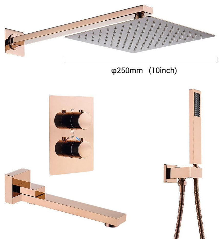 Wasser™ Rose Gold Complete Shower System With Bathtub Filler