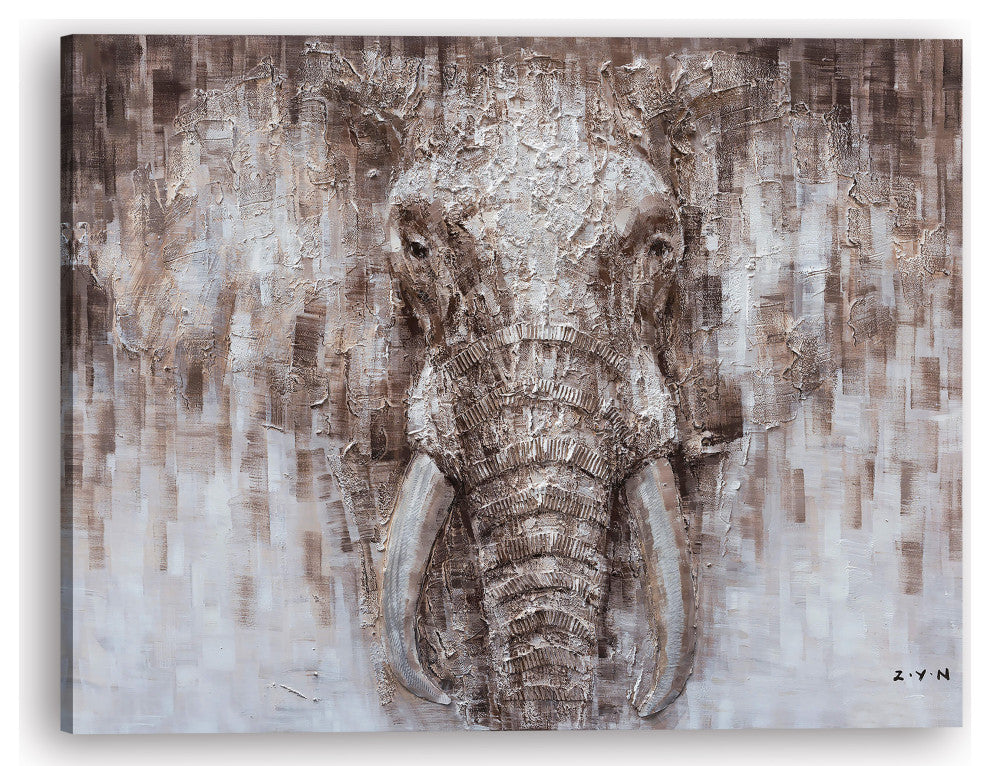 "An Elephant's Tusk Hand Painted" Canvas Artwork, 48"x36"