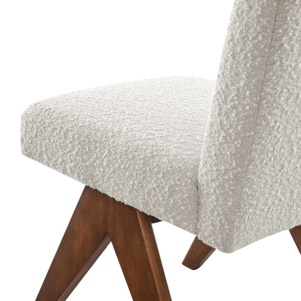 Lyra Boucle Fabric Dining Room Side Chair, Set of 2, Ivory