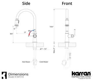 Karran KKF310 1-Handle Pull Down Dual Function Sprayer Faucet, Matte Black