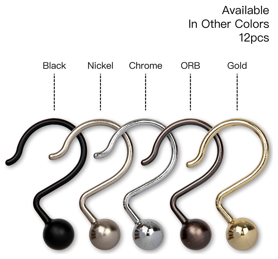 Utopia Alley Shower Hooks - Shower Curtain Rings for Bathroom, Set of 12, Black