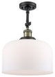 X-Large Bell 1-Light Semi-Flush Mount, Black Antique Brass, Matte White