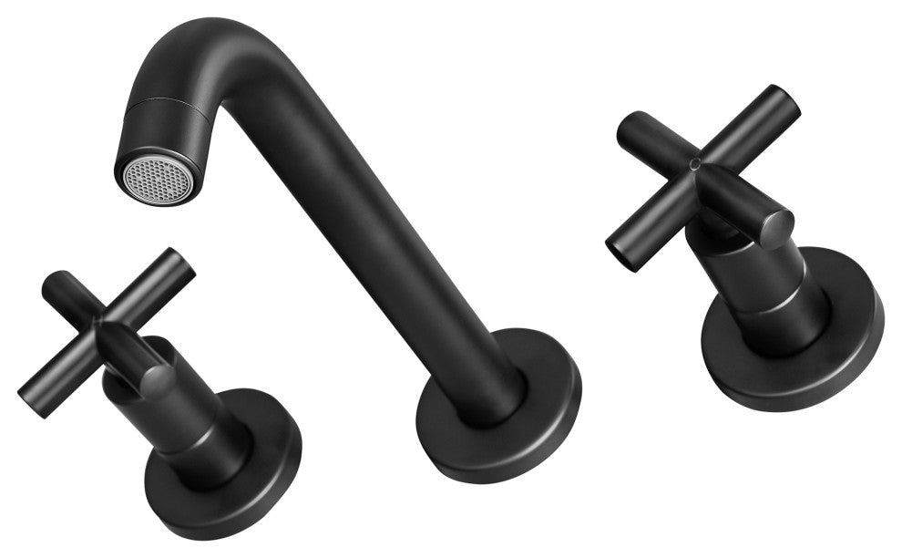 Ivy Double-Cross Handle Valve, Wall-Mount, Bathroom Faucet, Matte Black