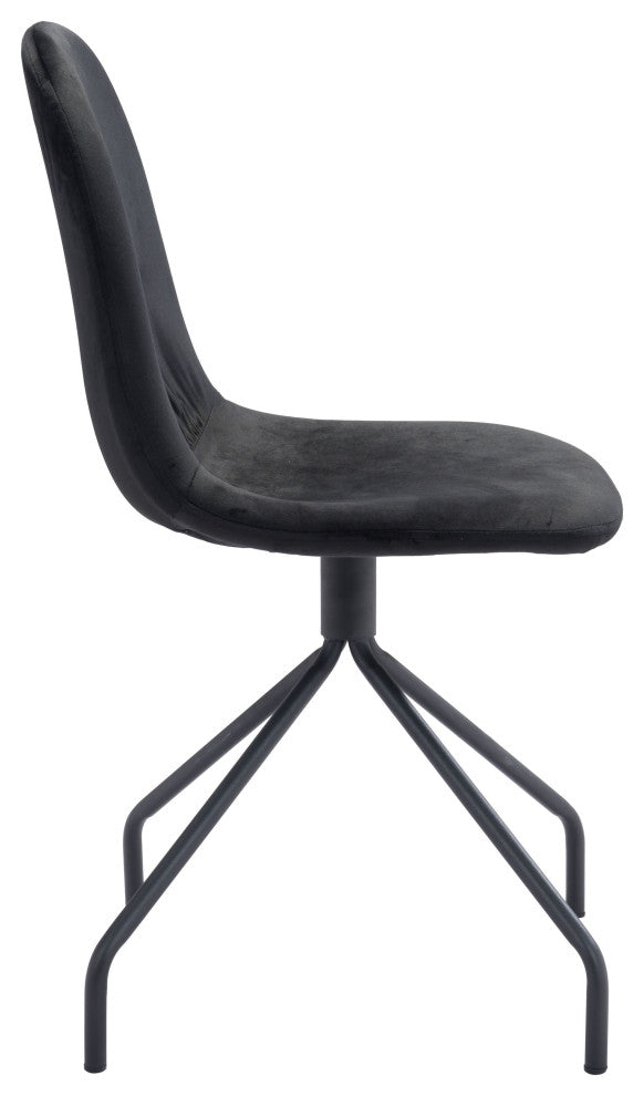 Set of 2 Wide Back Black Velvet Dining or Side Chairs