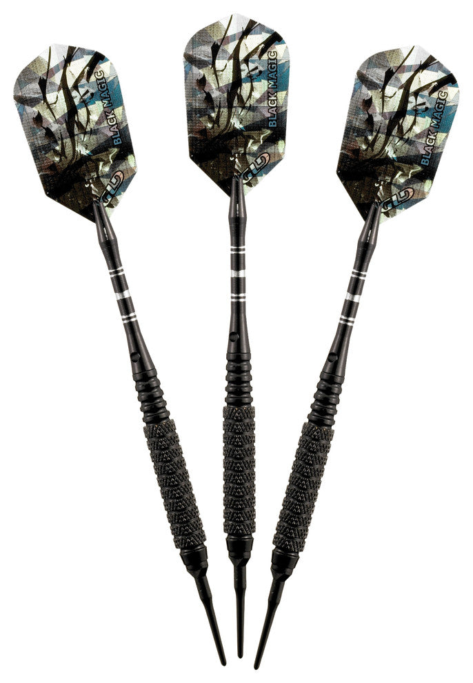 Black Magic Soft Tip Darts, 10 Knurled Rings, 18 Grams