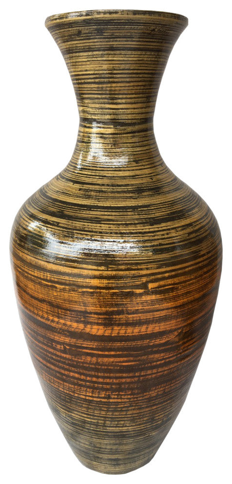 HomeRoots 25" High Black And Gold Spun Bamboo Floor Vase