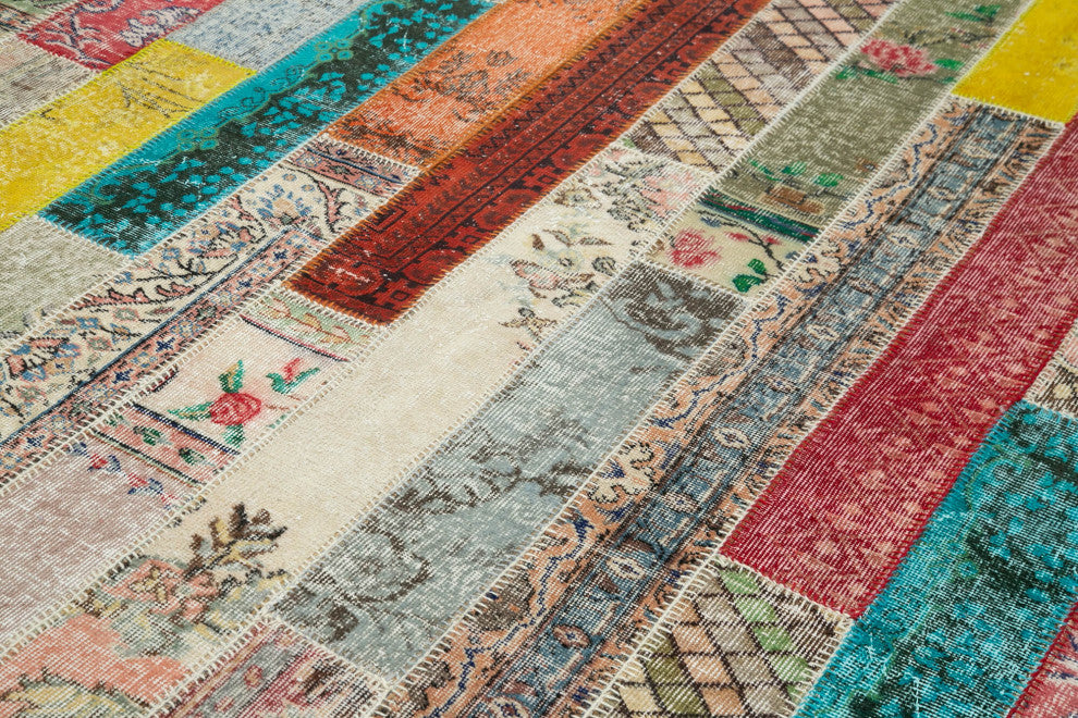 Rug N Carpet - Handwoven Anatolian 6' 8" x 10' 0" Wool Patchwork Area Rug
