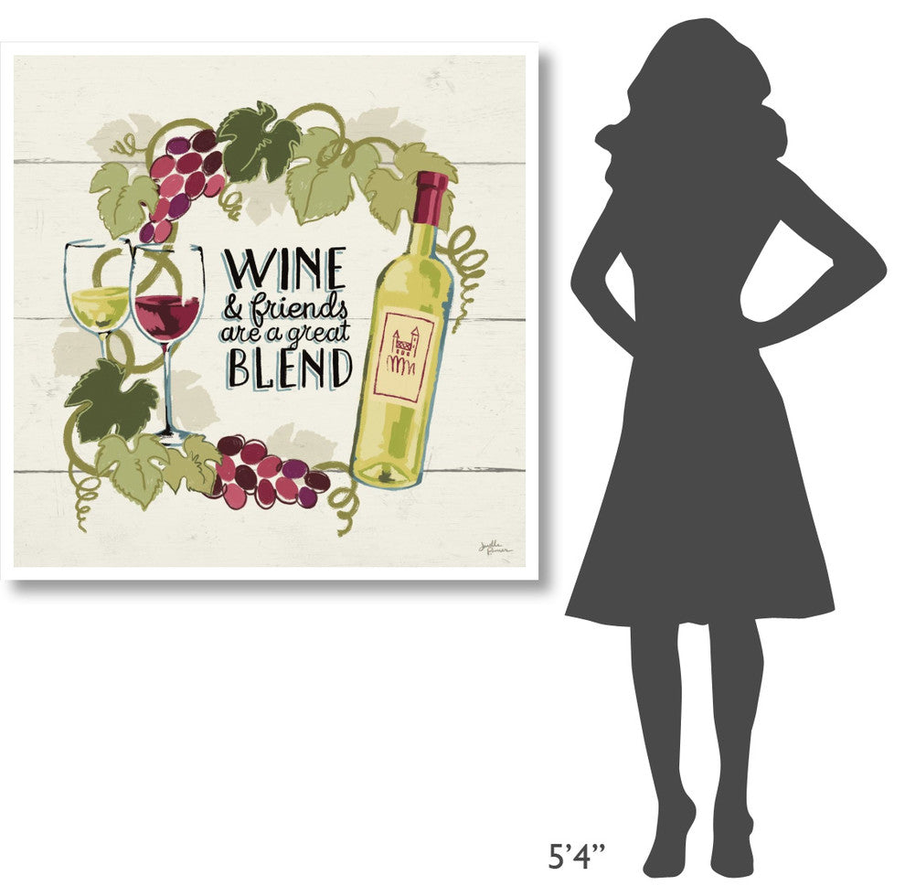 "Wine and Friends V" Digital Paper Print by Janelle Penner, 42"x42"
