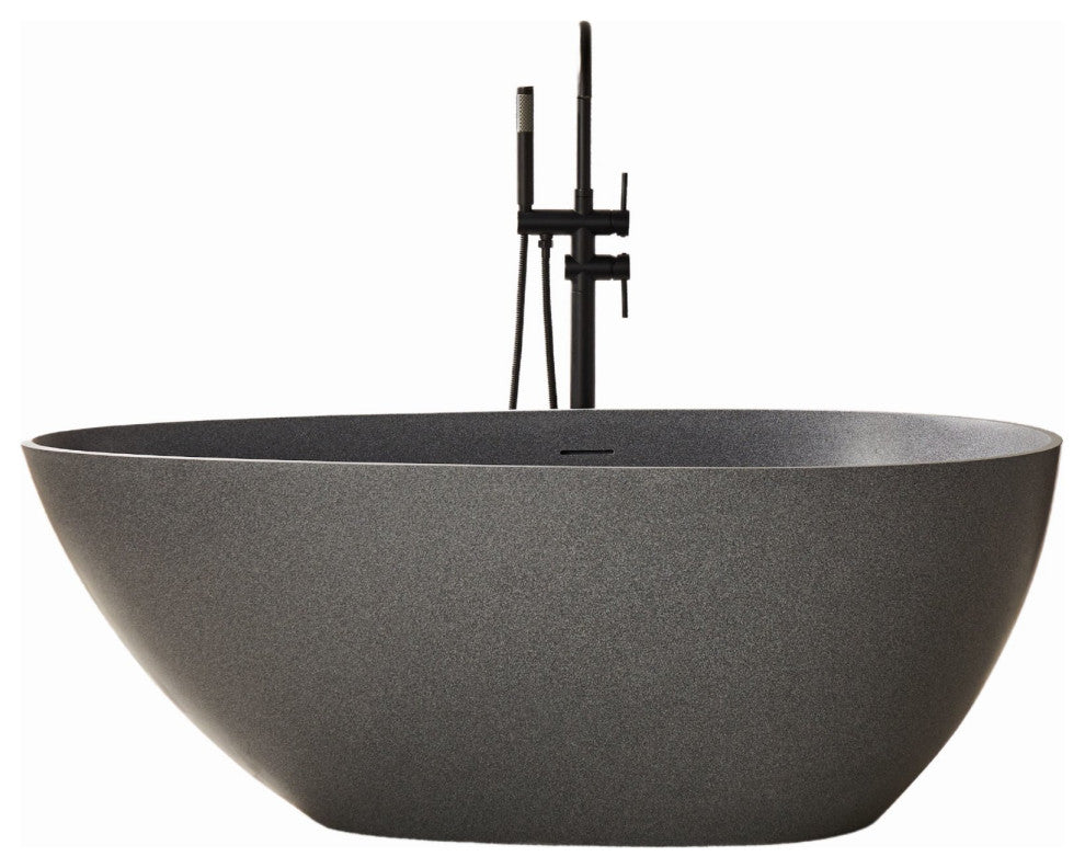 Vanity Art 67" x 33" Freestanding Soaking Stone Resin Bathtub